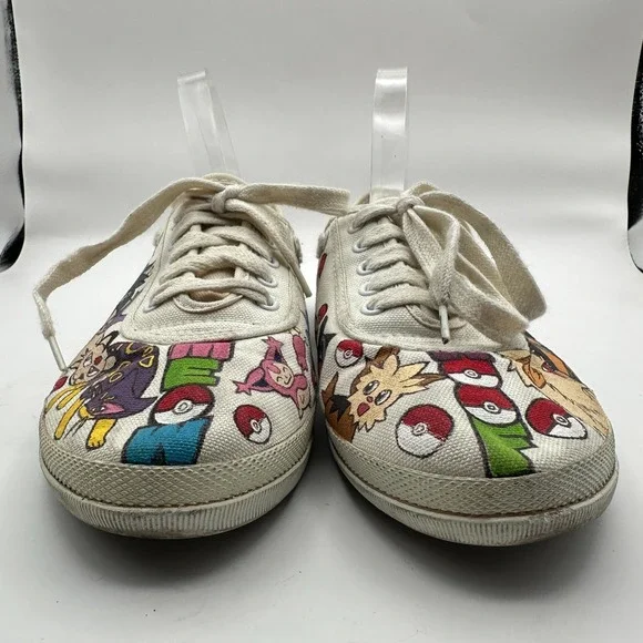 Hand Painted Pokemon Shoes Size 8 WIDE Custom Anime Manga Fan Art Canvas Comicon - Picture 5 of 11